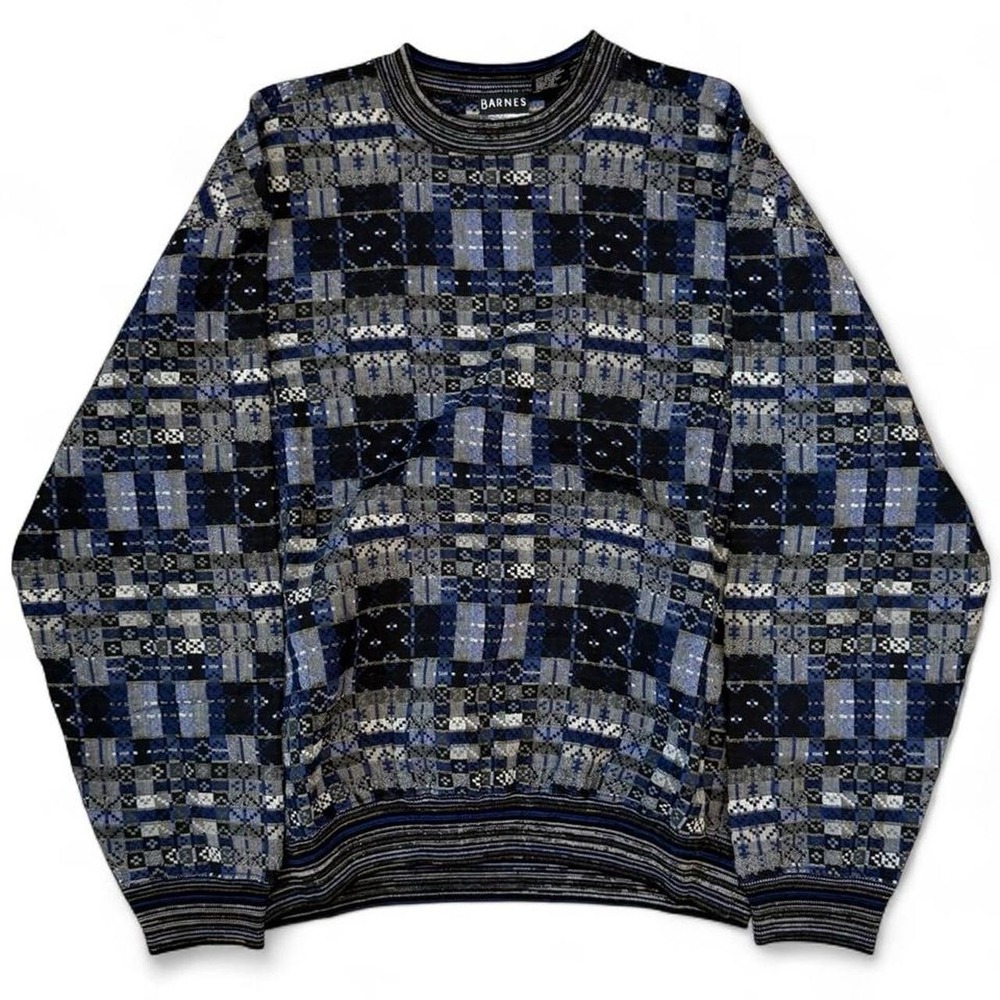Vintage Barnes Storm 3D Textured Geometric Knit Pullover Sweatshirt Men's Medium